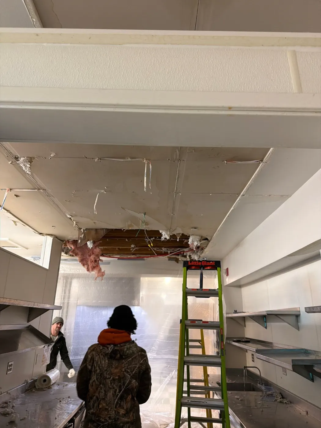 Certified restoration crew at work on Oaklandon residence